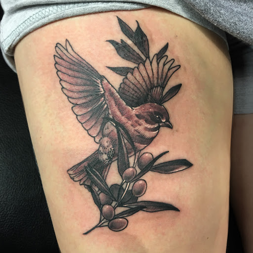 Explore mask tattoo ideas, creative tattoo ideas in Eureka Springs, available at Sailors Luck Tattoo
