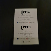 Terra à Paris menu