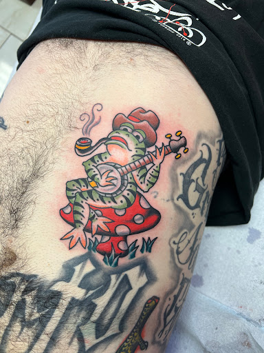 Explore macabre tattoo ideas, creative tattoo ideas in Temple, available at Lucky In Love Tattoo