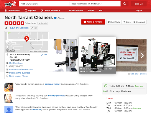 Dry Cleaner «North Tarrant Cleaners», reviews and photos, 5500 N Tarrant Pkwy #100, Fort Worth, TX 76244, USA