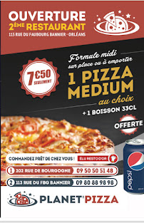 Pizzeria Planet Pizza - Faubourg Bannier à Orléans (la carte)