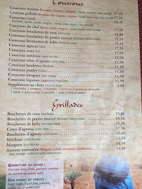 Restaurant marocain Restaurant Au Soleil du Maroc à Orsay (le menu)