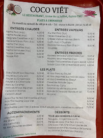 Menu / carte de Coco Viet à Pau