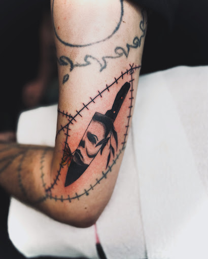 Explore marilyn manson tattoo ideas, creative tattoo ideas in Lake City, available at Crooked Spines Tattoo Studio