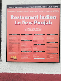 Menu / carte de Le New Punjab à Grasse