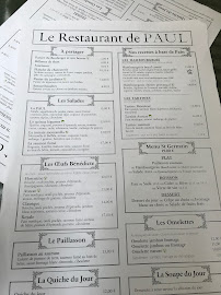 PAUL à Paris menu