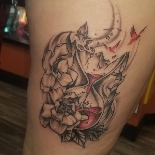 Explore cover up star tattoo ideas, creative tattoo ideas in Hazard, available at Lost Gypsy Tattoo