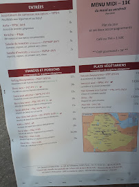Carte du Les Saveurs d'Abyssinie à Paris