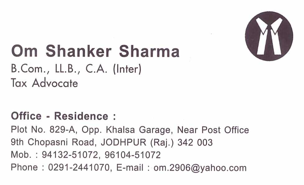 Om Shanker Sharma-Tax Advocate (Income Tax, Sales Tax & GST)
