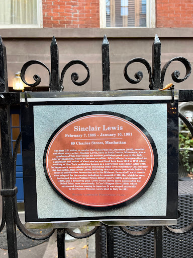 Sinclair Lewis Marker, 69 Charles St, New York, NY 10014