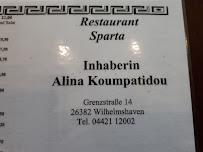 Carte du Restaurant Sparta à Hage