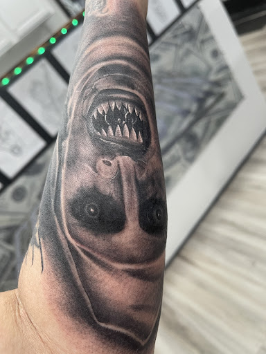Explore oni mask tattoo ideas, creative tattoo ideas in Hinesville, available at House of Ink Tattoos