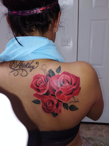 Explore heart and rose tattoo ideas, creative tattoo ideas in Lufkin, available at Blue Lotus Tattoo & Piercing
