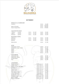 Menu du Balkanika Restaurant – Vereinsheim TV Kemnat 1890 e.V à Ostfildern