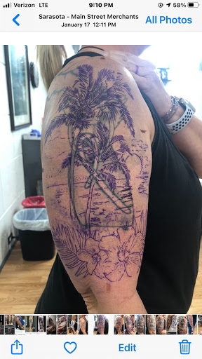 Explore flower tattoo sleeve ideas, creative tattoo ideas in Sarasota, available at SEVEN SINS Tattoo Studio