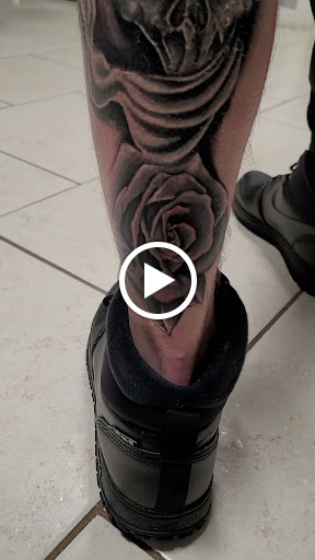 Explore male leg tattoo ideas, creative tattoo ideas in Ocoee, available at Slaughterized Ink Tattoo and Piercing Studio