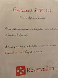 Menu du La Casbah ( ex Mouflon d'or) Farid SALHI à Auxerre