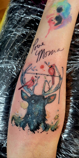 Explore mens sleeve tattoo idea, creative tattoo ideas in Benton, available at Spectrum Tattoo