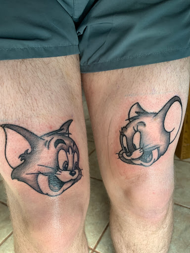 Explore spongebob tattoo ideas, creative tattoo ideas in Denver, available at Gallery of the Flesh Tattoo Shop