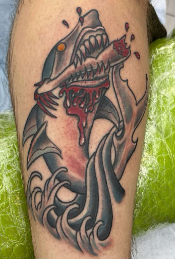 Explore leg tattoo idea, creative tattoo ideas in Aiea, available at Sacred Art Tattoo Aiea (Formerly TNT Tattoo)