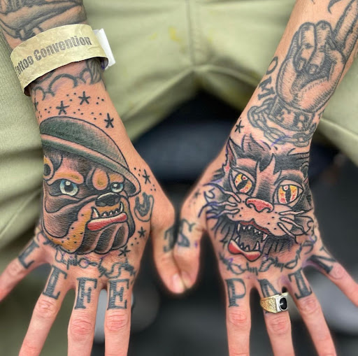 Explore ape tattoo ideas, creative tattoo ideas in Temple, available at Lucky In Love Tattoo