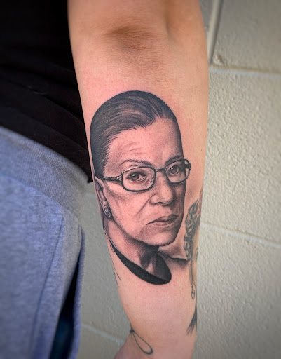 Explore saint michael tattoo ideas, creative tattoo ideas in Lawrence, available at Black Chapel Tattoo