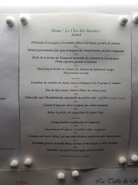 Restaurant français La Table du Rocher à Marsannay-la-Côte (le menu)