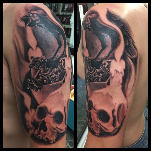 Explore spider web tattoo ideas, creative tattoo ideas in Benton, available at Three KingsTattoos