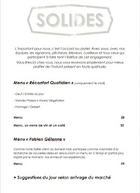 Menu du Solides - Restaurant gastronomique Toulouse à Toulouse