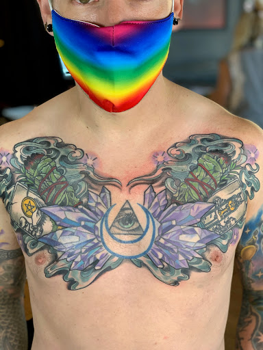 Explore pisces symbol tattoos ideas, creative tattoo ideas in Chicago, available at Dark Heart Tattoo Chicago