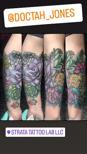 Explore 1 4 sleeve tattoo ideas, creative tattoo ideas in Yucca Valley, available at Strata Tattoo Lab LLC