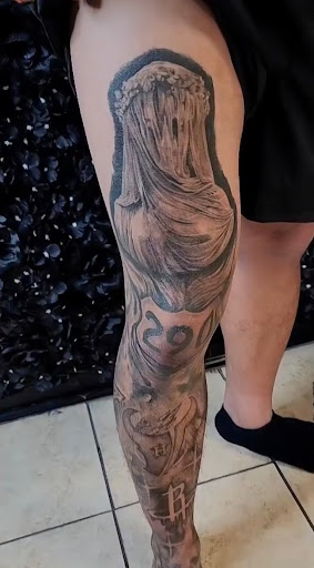 Explore tribal bear tattoo ideas, creative tattoo ideas in Houston, available at 333 Tattoo Studio HTX