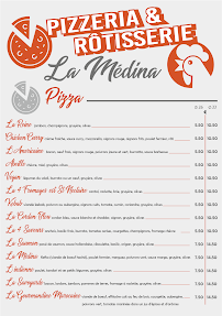 Menu / carte de medina pizzeria rotisserie à Aurillac