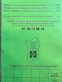 Menu / carte de La Casa Della Pizza Saint Germain à Saint-Germain-en-Laye