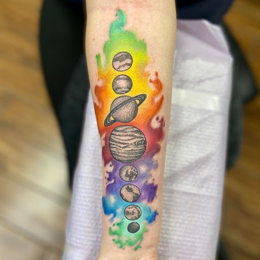 Explore electricity tattoo ideas, creative tattoo ideas in Calhoun, available at A Sailors Grave Tattoo Parlor