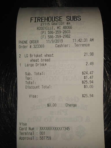 Sandwich Shop «Firehouse Subs», reviews and photos, 27115 Gratiot Ave, Roseville, MI 48066, USA