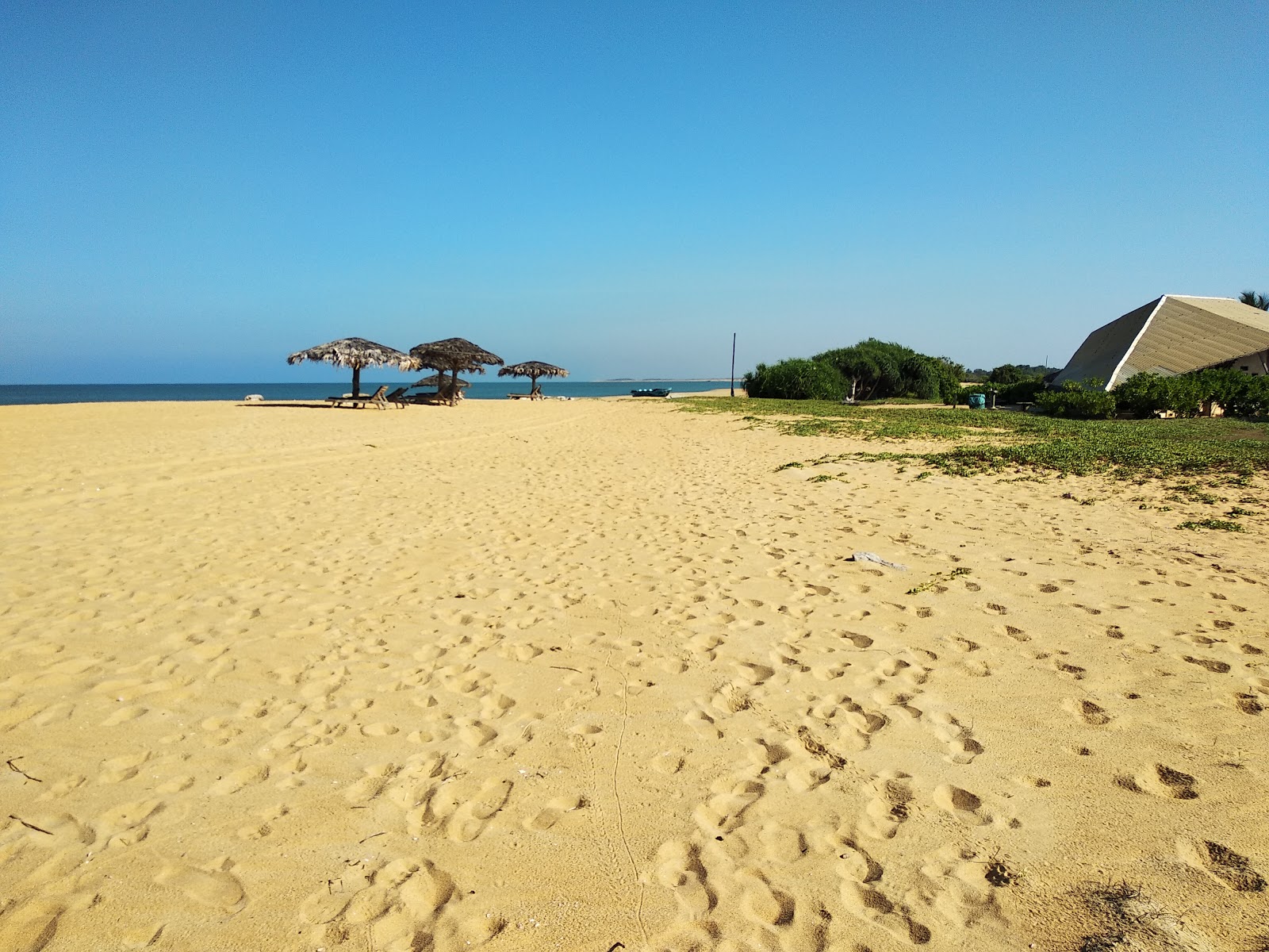 Foto di Thalawila Beach con una superficie del sabbia beige