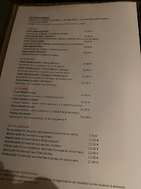 Mazeh à Paris menu