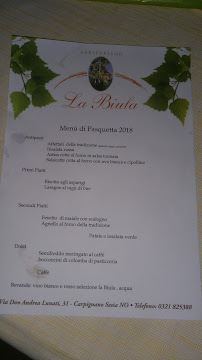 Restaurant Agriturismo La Biula à Carpignano Sesia (le menu)