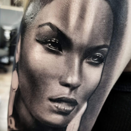 Explore portrait sleeve tattoo ideas, creative tattoo ideas in Wichita Falls, available at Firme Copias Tattoo shop