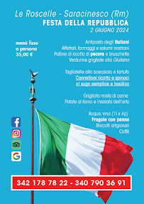 Restaurant Le Roscelle à Saracinesco (le menu)