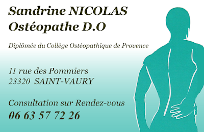 Sandrine NICOLAS Ostéopathe D.O. à Saint-Vaury