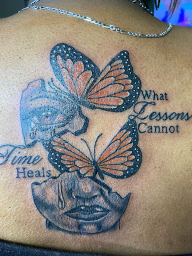 Explore dahlia tattoo ideas, creative tattoo ideas in Albany, available at Coast 2 Coast Body Art Studio