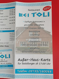 Menu / carte de Restaurant bei Toli à Auetal