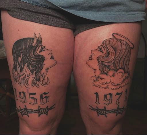 Explore rock climbing tattoo ideas, creative tattoo ideas in Albany, available at Dead Presidents Lounge