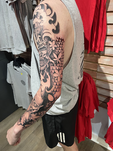 Explore men's shin tattoo ideas, creative tattoo ideas in Kingsland, available at These Colors Dont Run Tattoo & Piercing