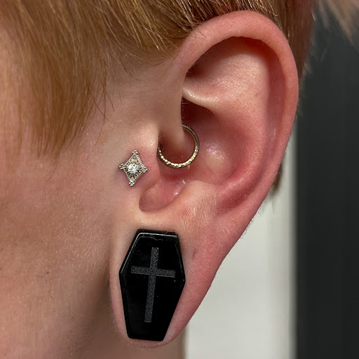 Explore witch broom tattoo ideas, creative tattoo ideas in Hatboro, available at Sky Blue Piercing