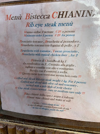 Menu / carte de Trattoria Toscana à Cortona