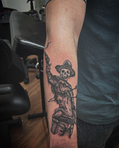 Explore womens leg sleeve tattoo ideas, creative tattoo ideas in Cocoa, available at Rorschach Tattoo Shop and Piercing Studio