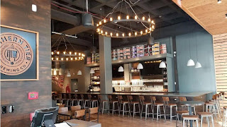 Brewing tanks in a taproom